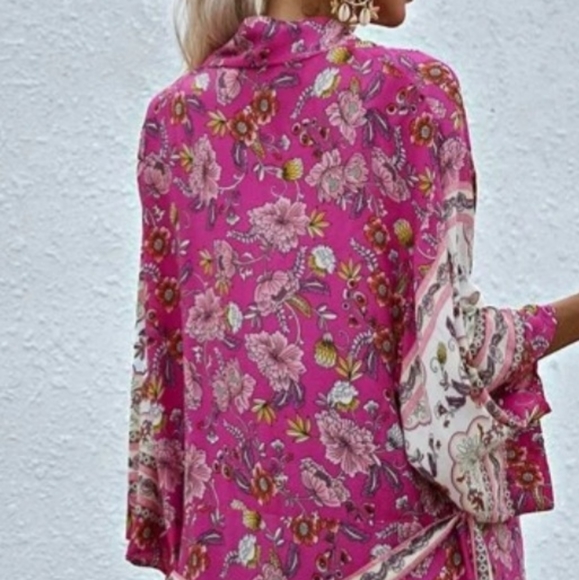 Electric Pink Floral Maxi Kimono/Robe/ Duster 1day ONLY⏬ - Picture 3 of 11